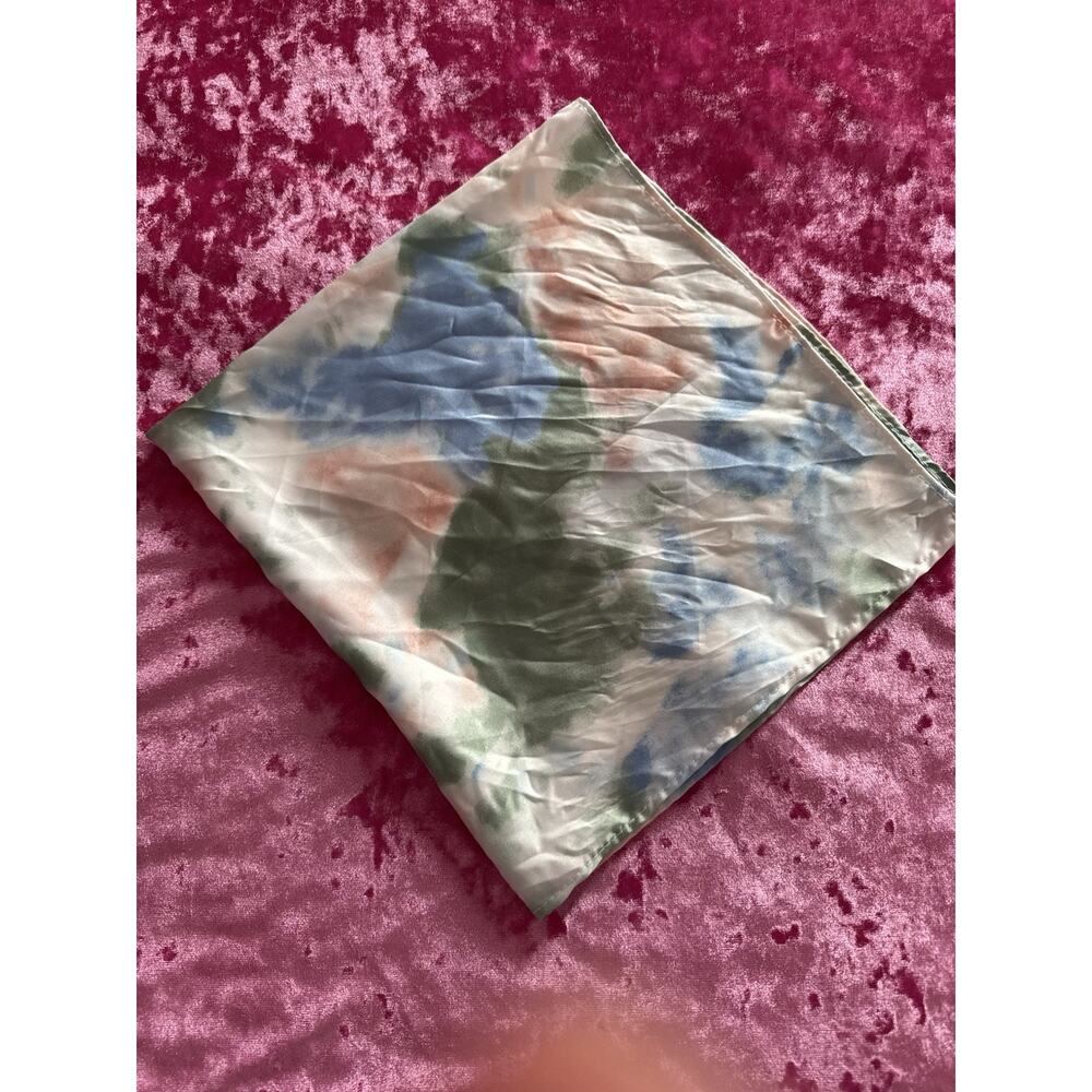 Tie dye satin scarf bandana pink blue green spring summer - Picture 4 of 4